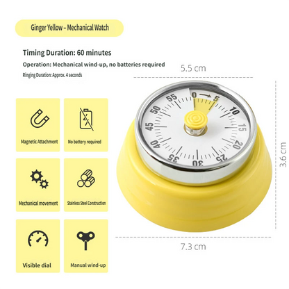 Visual Magnetic Kitchen Timer: 60-Minute Countdown Clock with Disappearing Red Disk - No Ticking, Loud Alarm for Cooking & Baking