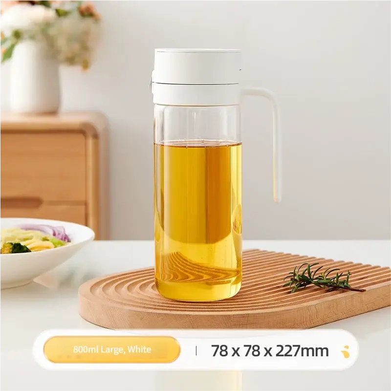 Automatic Gravity Flip Oil Dispenser: Leak-Proof Food-Grade Glass Bottle with No-Drip Spout for Olive Oil, Soy Sauce & Vinegar