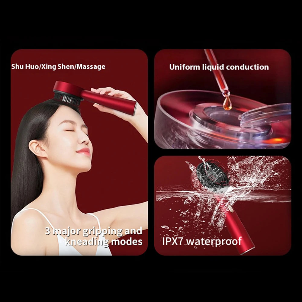 Electric Vibration Massage Comb Red Light Therapy Hair Growth Massage Scalp Brush Anti Hair Loss Liquid Oil Applicator Hair Care