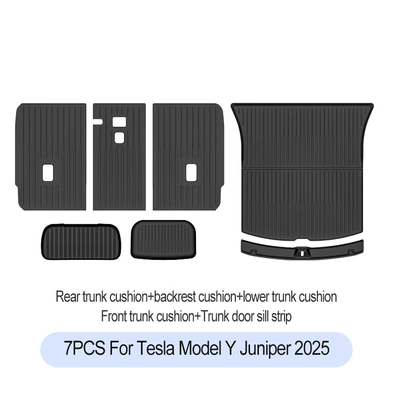 Premium TPE Floor Mats & Trunk Liner Set for 2025 Tesla Model Y (Juniper): All-Weather Custom Fit Waterproof Foot Pads & Luggage Mats