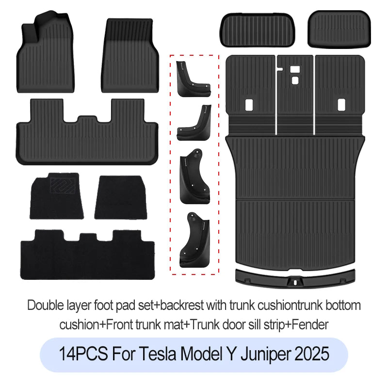 Premium TPE Floor Mats & Trunk Liner Set for 2025 Tesla Model Y (Juniper): All-Weather Custom Fit Waterproof Foot Pads & Luggage Mats