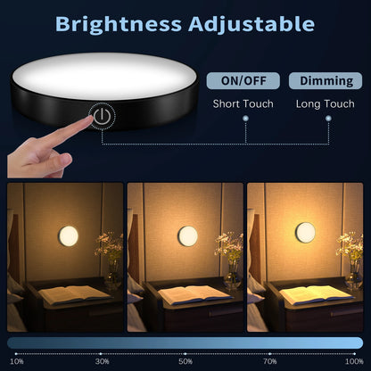 Rechargeable Touch Tap Light: Dimmable LED Night Light with Built-in 1000mAh Battery for Cabinets, Closets, Kitchen & Bedroom
