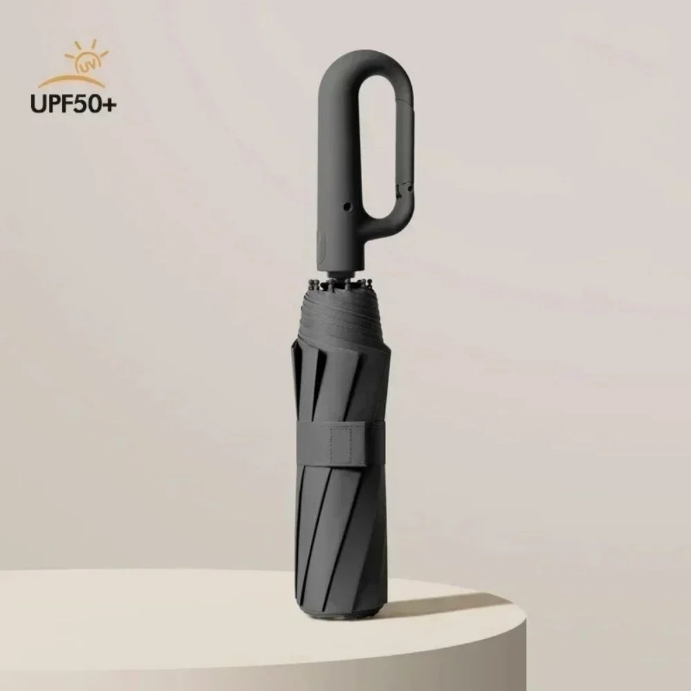 UPF50+ Windproof Large Folding Umbrella: Heavy-Duty Reinforced Frame & Sun Protection Canopy - Minimalist Outdoor Travel Umbrella for Men & Women