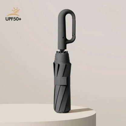 UPF50+ Windproof Large Folding Umbrella: Heavy-Duty Reinforced Frame & Sun Protection Canopy - Minimalist Outdoor Travel Umbrella for Men & Women