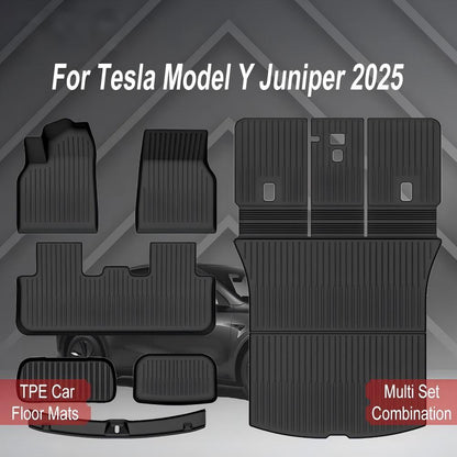 Premium TPE Floor Mats & Trunk Liner Set for 2025 Tesla Model Y (Juniper): All-Weather Custom Fit Waterproof Foot Pads & Luggage Mats