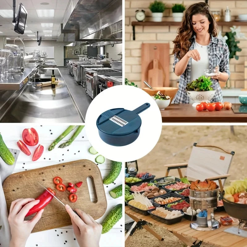 9-in-1 Multifunctional Vegetable Cutter with Drain Basket: Professional Mandoline Slicer, Grater & Shredder for Kitchen Meal Prep
