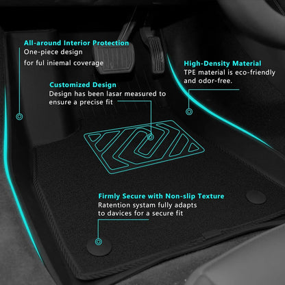 Premium TPE Floor Mats & Trunk Liner Set for 2025 Tesla Model Y (Juniper): All-Weather Custom Fit Waterproof Foot Pads & Luggage Mats