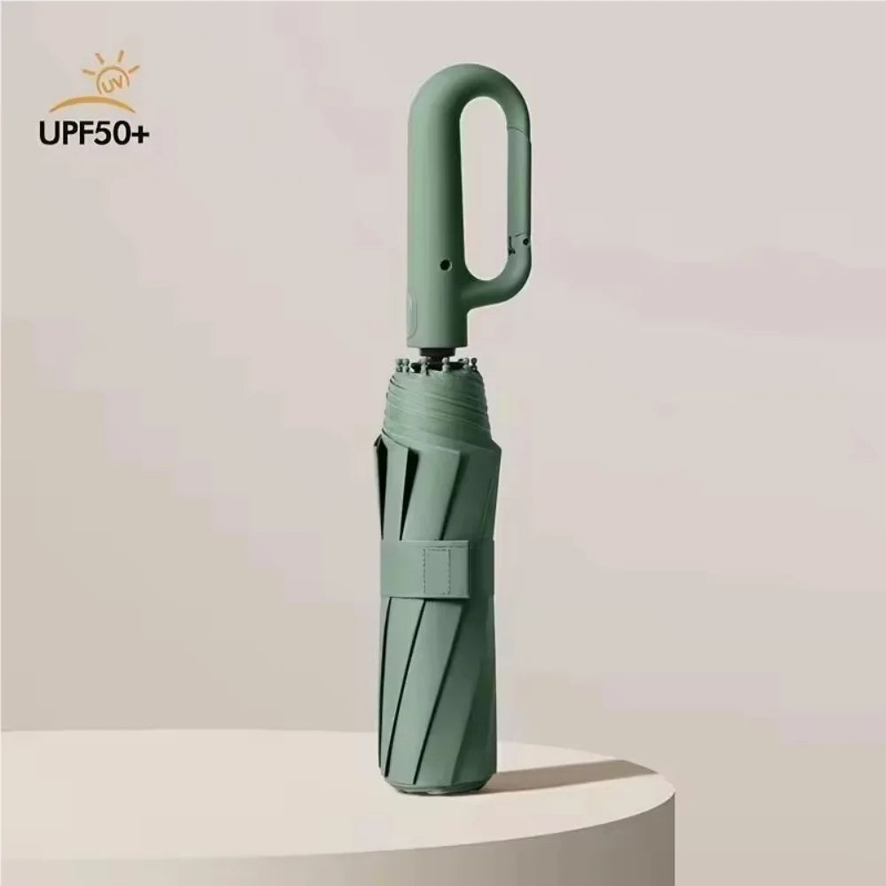 UPF50+ Windproof Large Folding Umbrella: Heavy-Duty Reinforced Frame & Sun Protection Canopy - Minimalist Outdoor Travel Umbrella for Men & Women