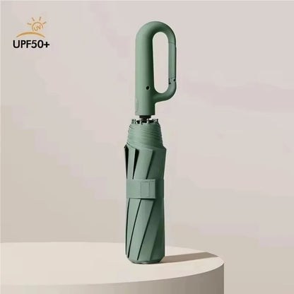 UPF50+ Windproof Large Folding Umbrella: Heavy-Duty Reinforced Frame & Sun Protection Canopy - Minimalist Outdoor Travel Umbrella for Men & Women
