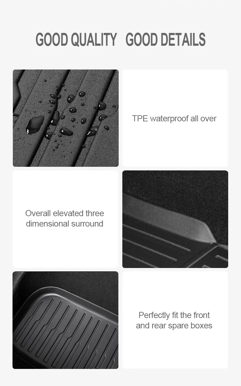 Premium TPE Floor Mats & Trunk Liner Set for 2025 Tesla Model Y (Juniper): All-Weather Custom Fit Waterproof Foot Pads & Luggage Mats