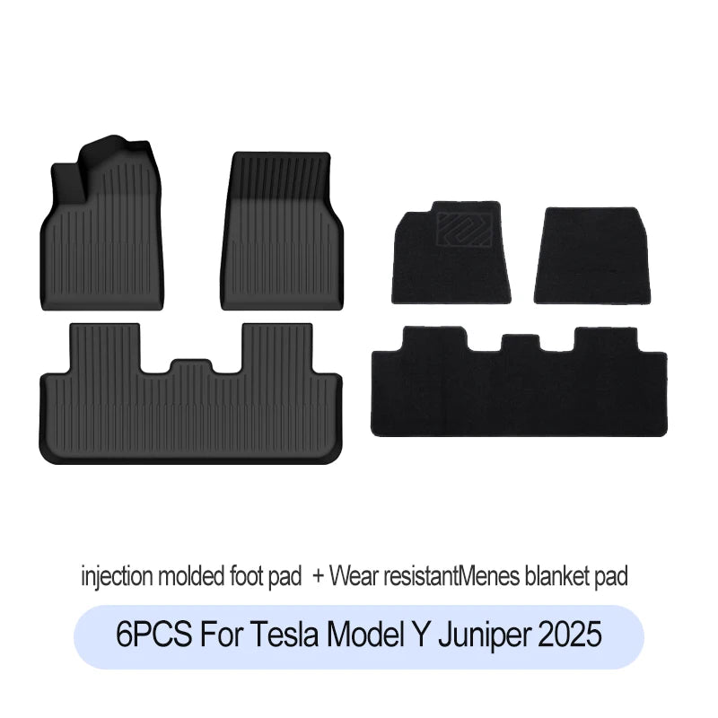 Premium TPE Floor Mats & Trunk Liner Set for 2025 Tesla Model Y (Juniper): All-Weather Custom Fit Waterproof Foot Pads & Luggage Mats