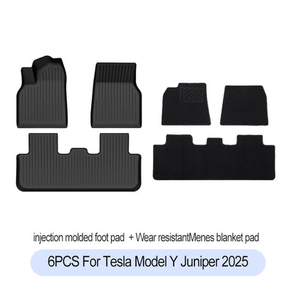 Premium TPE Floor Mats & Trunk Liner Set for 2025 Tesla Model Y (Juniper): All-Weather Custom Fit Waterproof Foot Pads & Luggage Mats