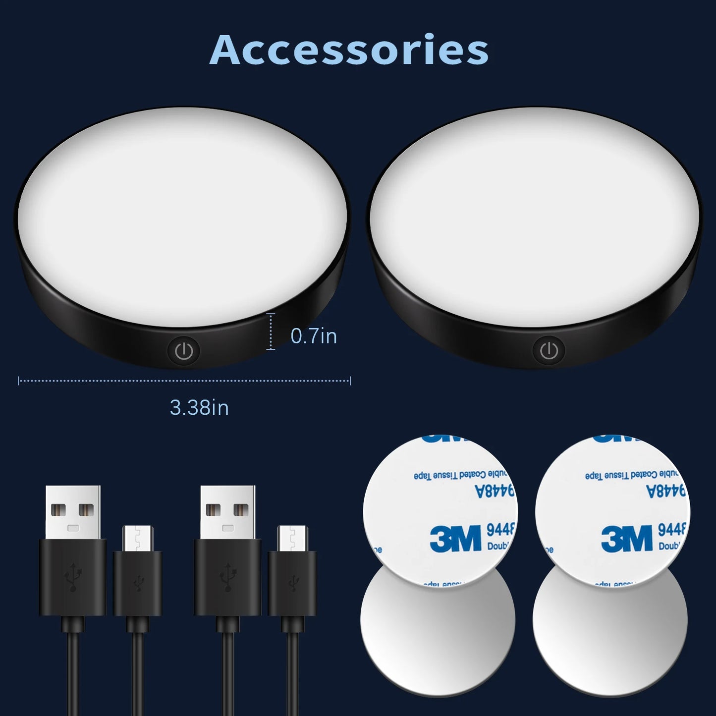 Rechargeable Touch Tap Light: Dimmable LED Night Light with Built-in 1000mAh Battery for Cabinets, Closets, Kitchen & Bedroom