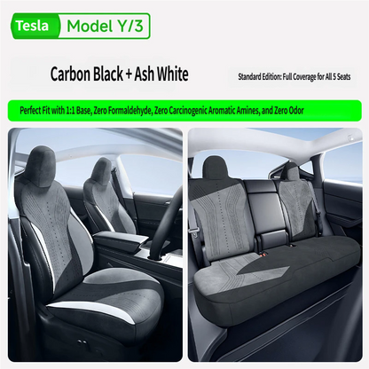 Breathable Premium Vegan Leather Protector with Original Interior Aesthetic Compatible with Tesla Model Y/ Model 3