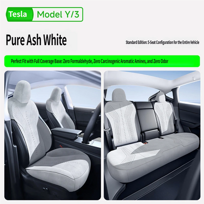 Breathable Premium Vegan Leather Protector with Original Interior Aesthetic Compatible with Tesla Model Y/ Model 3