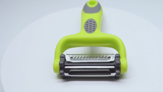 3-in-1 Multifunctional Rotary Peeler: Stainless Steel Julienne, Serrated & Standard Blades for Fruit, Vegetable & Potato Slicing